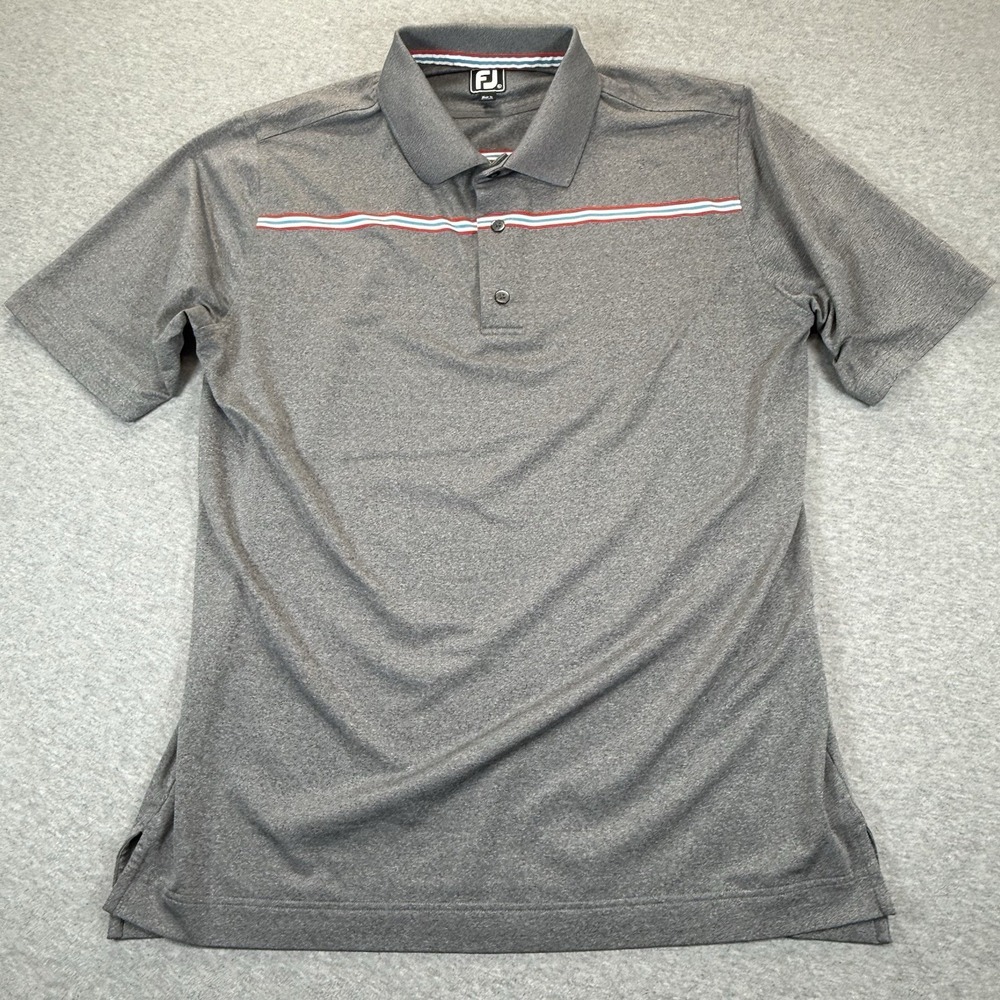 Footjoy Mens Polo Shirt XL Athletic Fit Gray Short Sleeve Golf Top 33-413